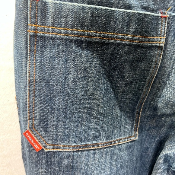 Fubu Platinum Fat Albert Y2K Baggy Leg Jeans Mens 32/34 Blue Denim 90s Vintage - Picture 9 of 11